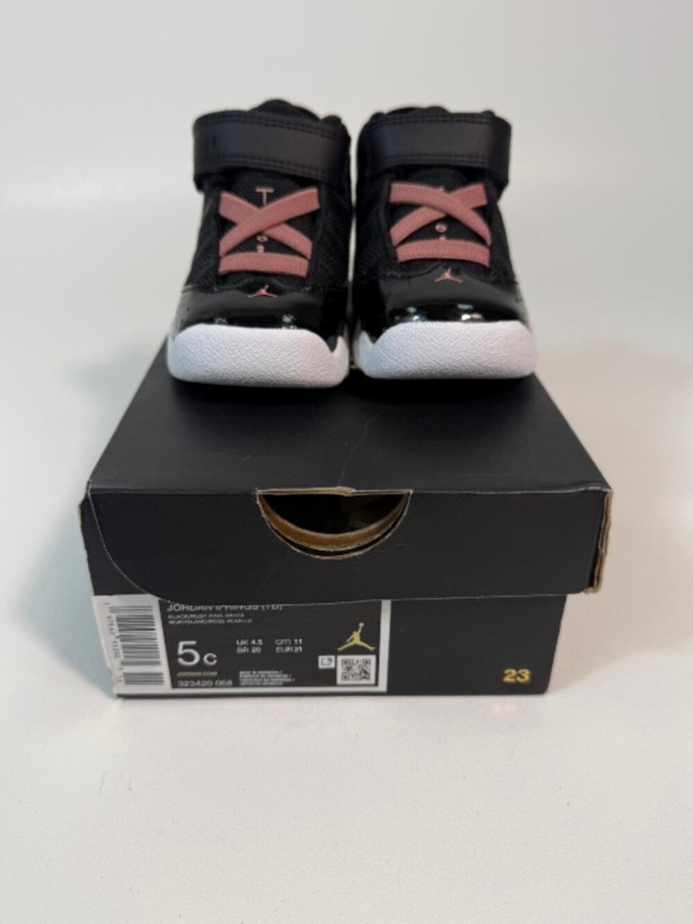 Nike Air Jordan 6 Rings (TD) Toddlers Size 5C Black/White/Rust Pink - Picture 2 of 6
